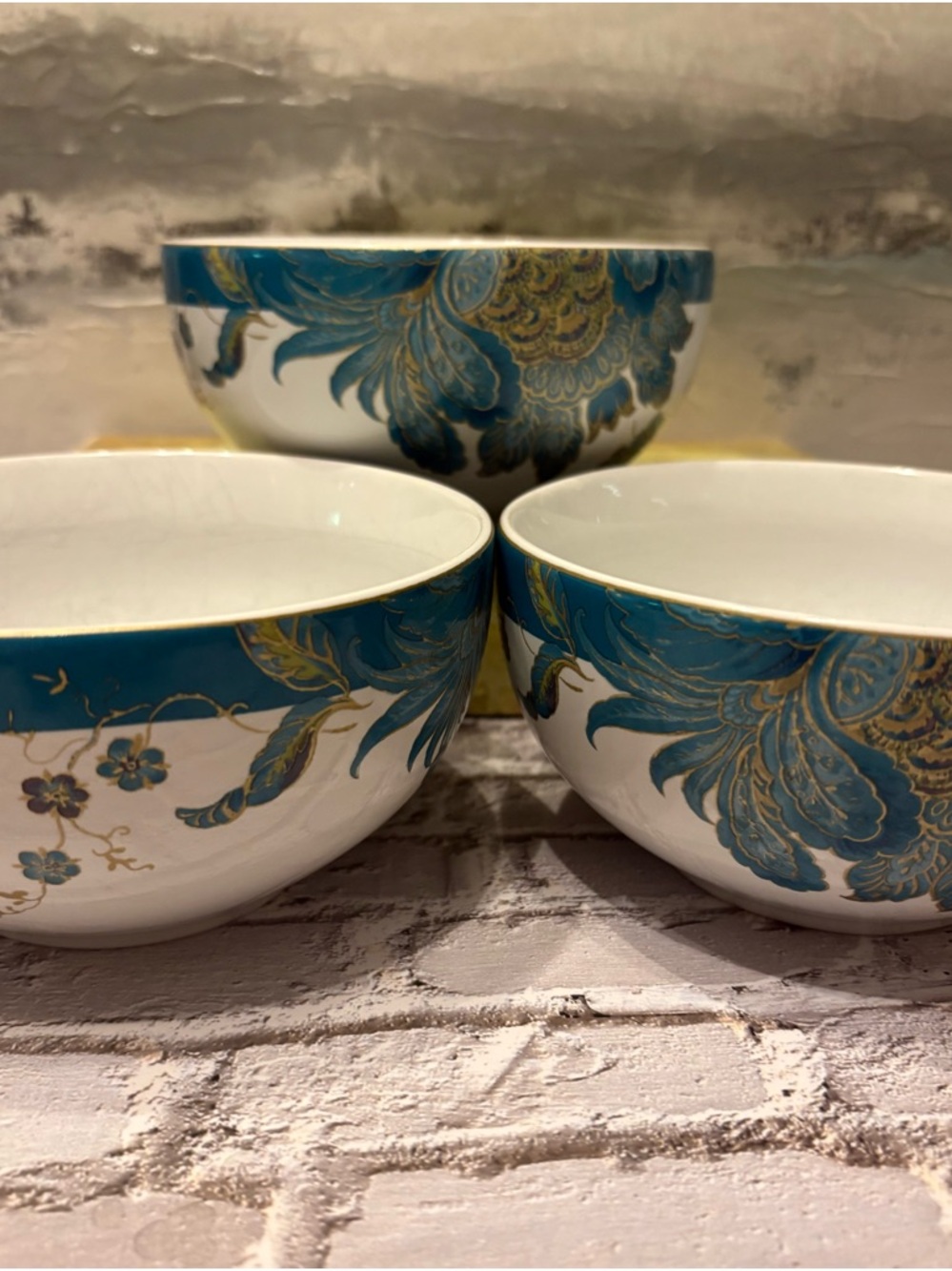 Set of 3 222 Fifth Eliza- Teal Bowls